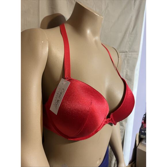 Curve Muse Womens Push Up Underwire Halter Front Close Bra Red 42B Racerback - Picture 2 of 13